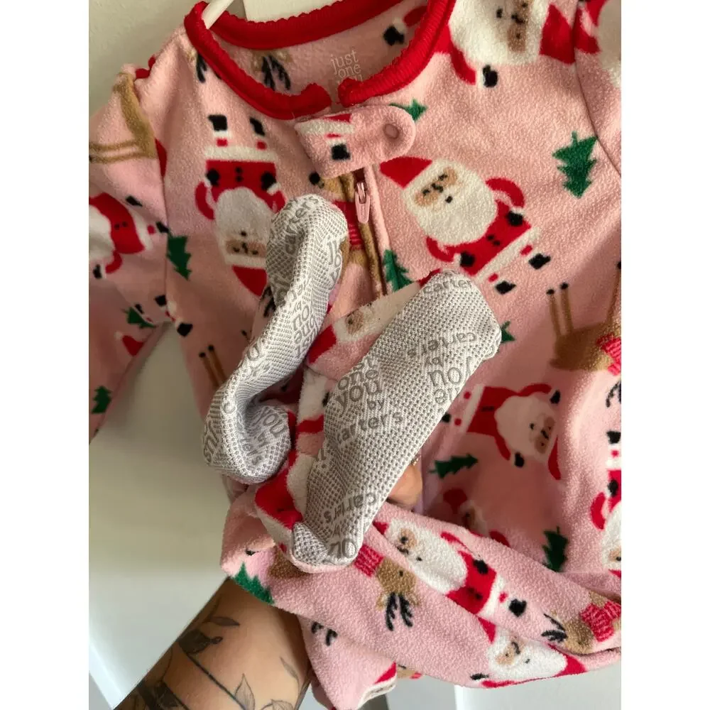 Girls 18 month footed Christmas pajamas